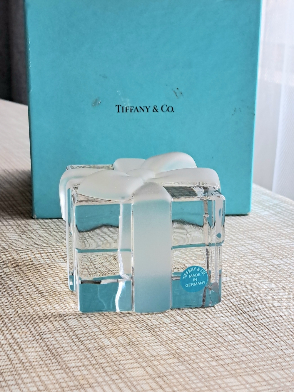 Vintage Tiffany & Co. Crystal Gift Box Paperweight